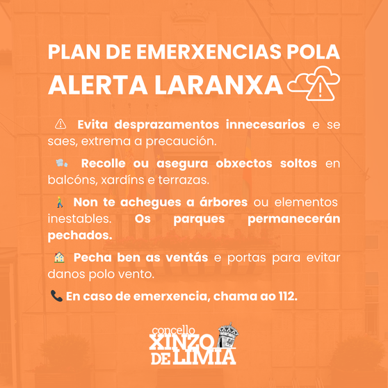 Recomendacións Alerta Laranxa